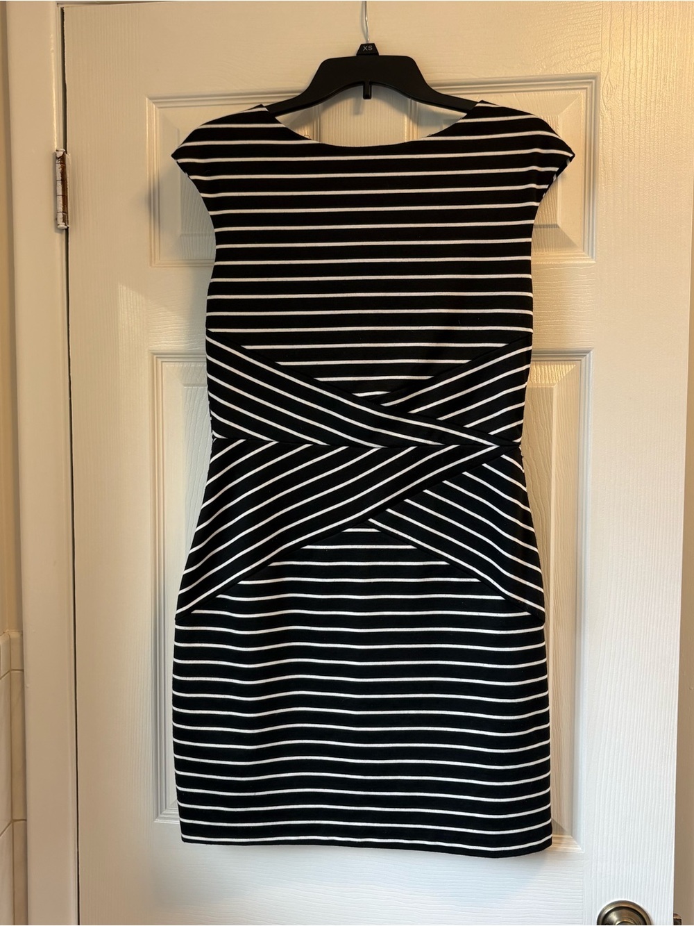 Iz Byer Black and White Striped Mini Dress women’s size 11